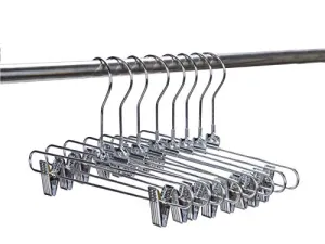 8 Quality Skirt Pants Trouser Hangers Heavy Duty Metal Swivel Hook - 8 Pack