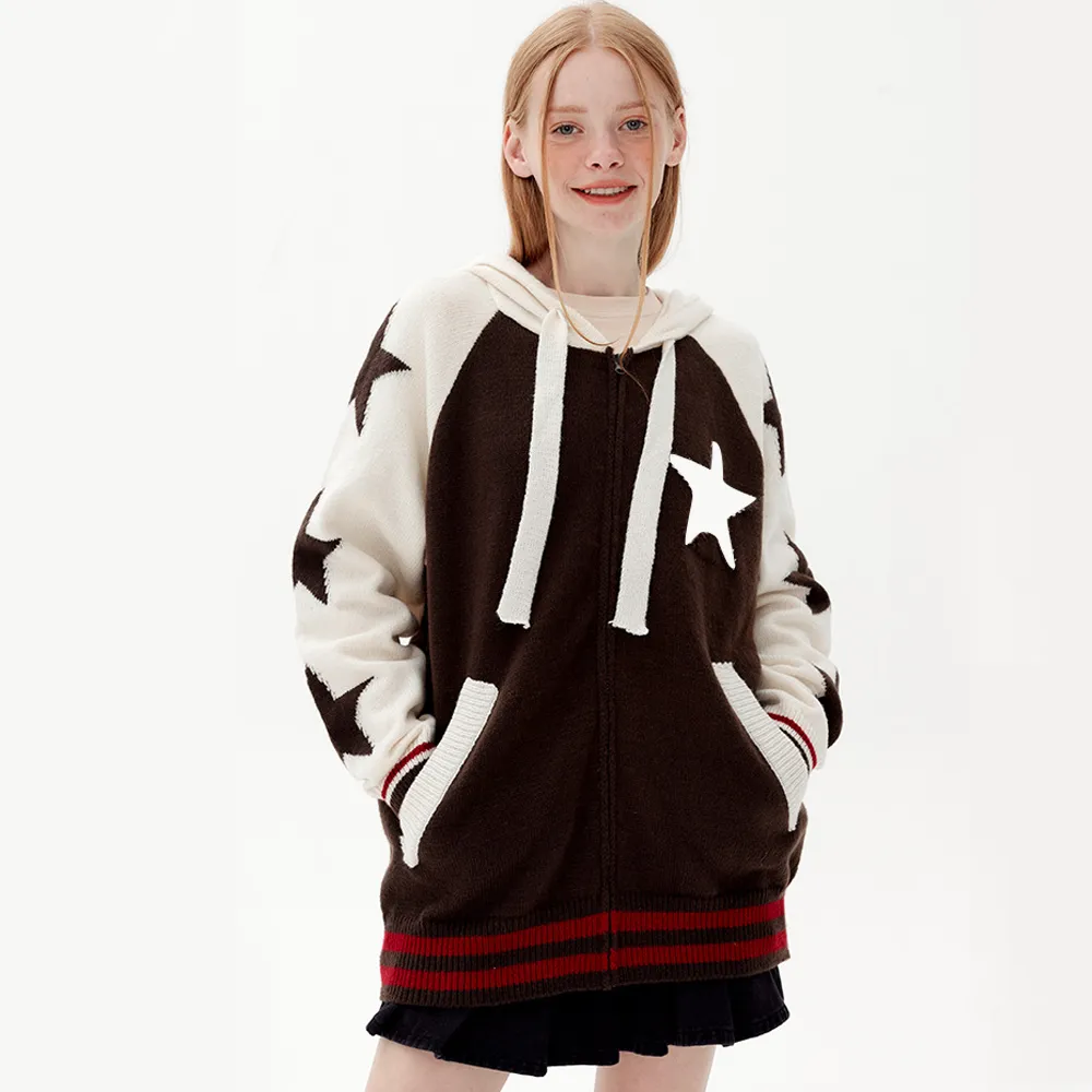 American Retro Stars Cardigan Hoodies