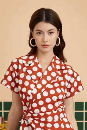 ARABELLA DRESS IN AUBURN POLKA