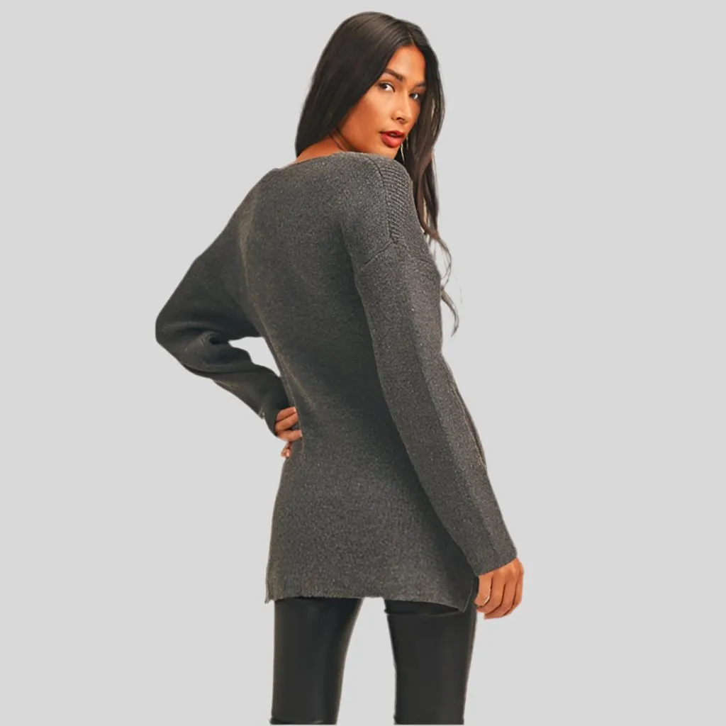 Ari Tie Front Sweater Dress/Top