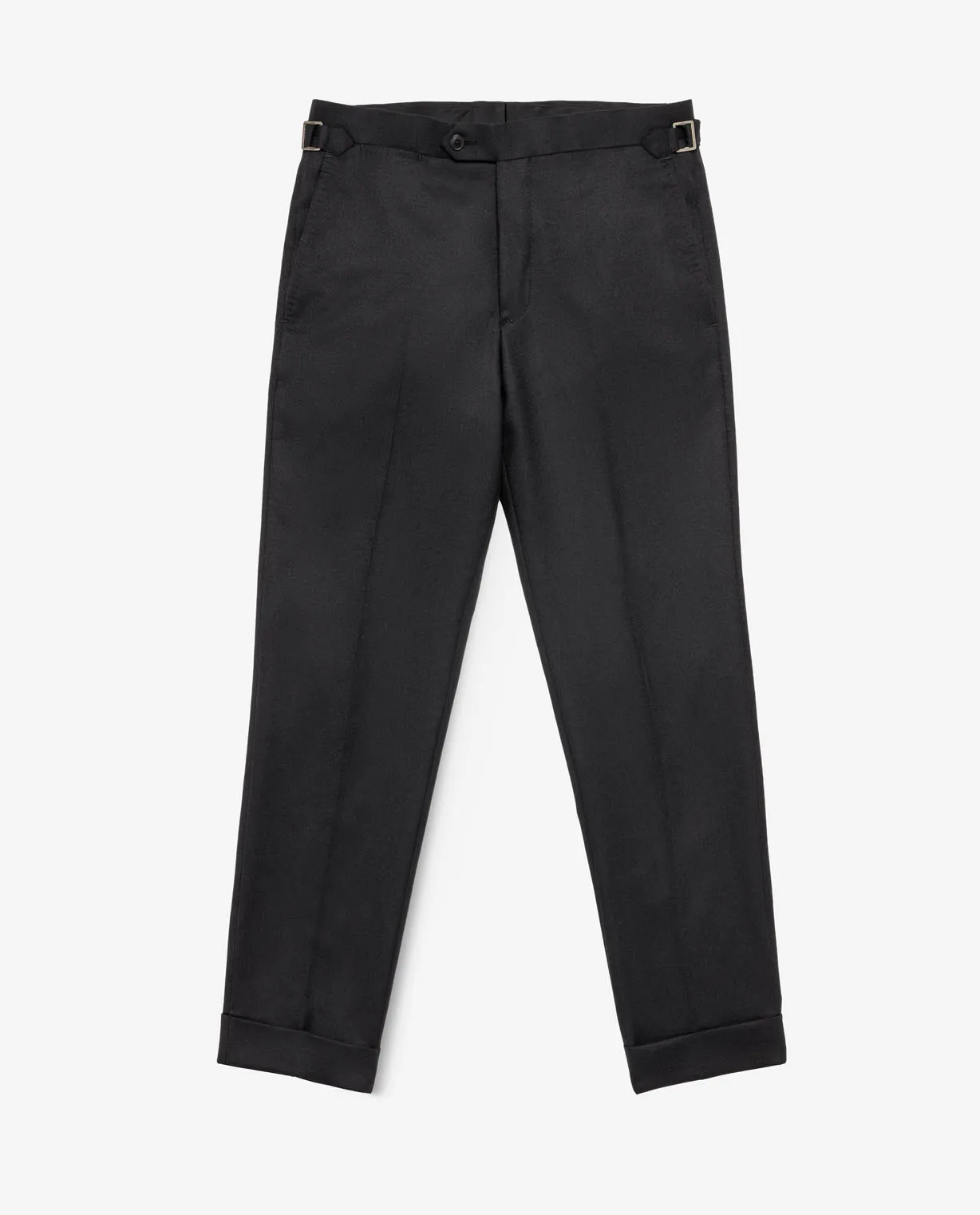 Barberis Canonico Black Flannel S120 Merino Wool Trousers with Natural Stretch