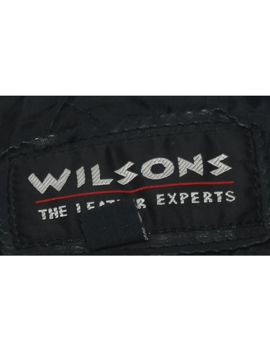 Biker Style Classic Black Leather Jacket - XL