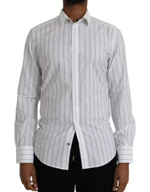 Black White Striped Formal Dress GOLD Shirt