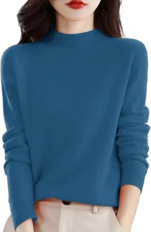 Cashmere Sweaters for Women Mock Neck Comfy Soft Long Sleeve Sweater Pullover Cashmere Fall Thin Sweater Tops