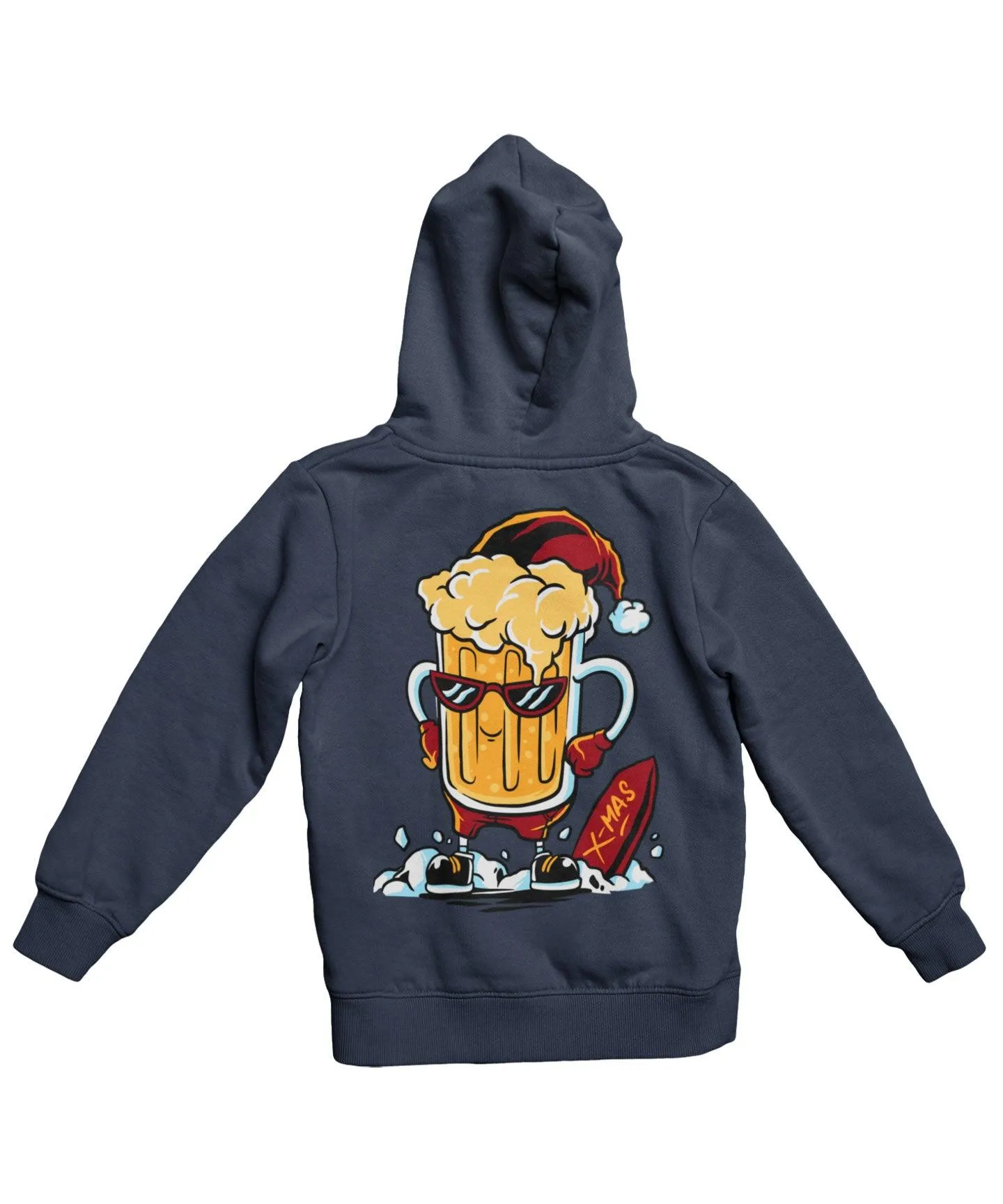 Christmas Beer Fun Santa Back Printed Christmas Hoodie