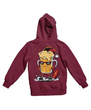 Christmas Beer Fun Santa Back Printed Christmas Hoodie
