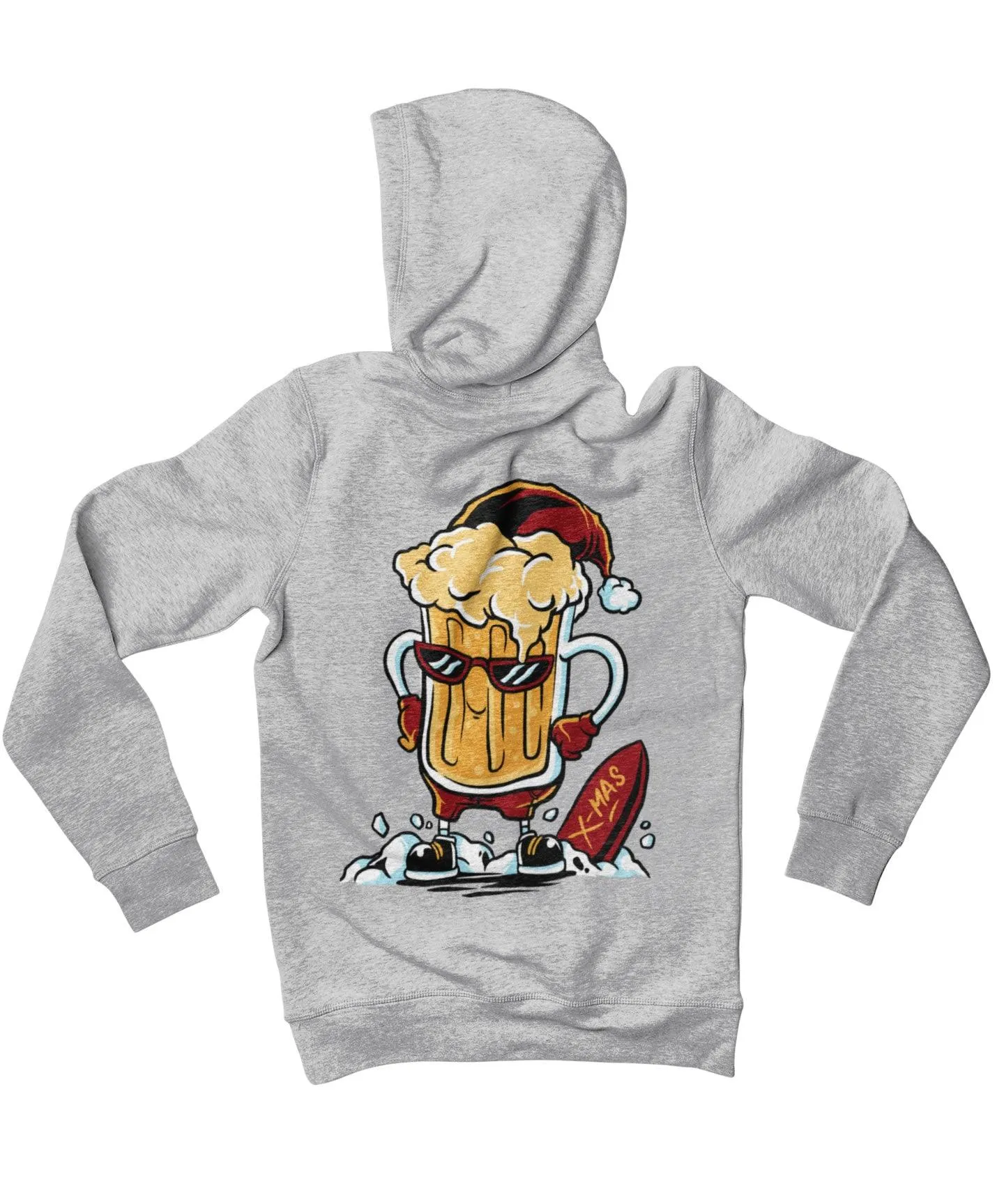Christmas Beer Fun Santa Back Printed Christmas Hoodie