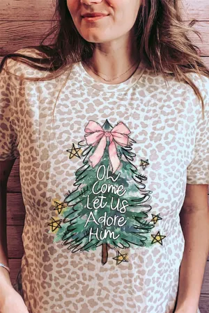 Christmas Tree Let Us Adore Him Fine Jersey Tee
