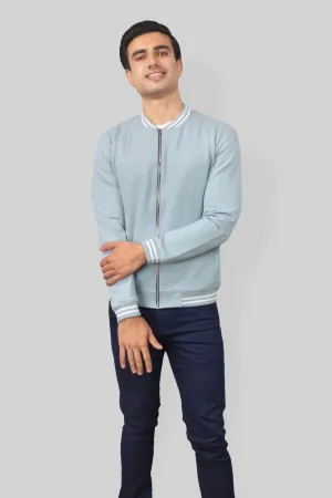 Classic Pastel Blue Bomber Jacket for men
