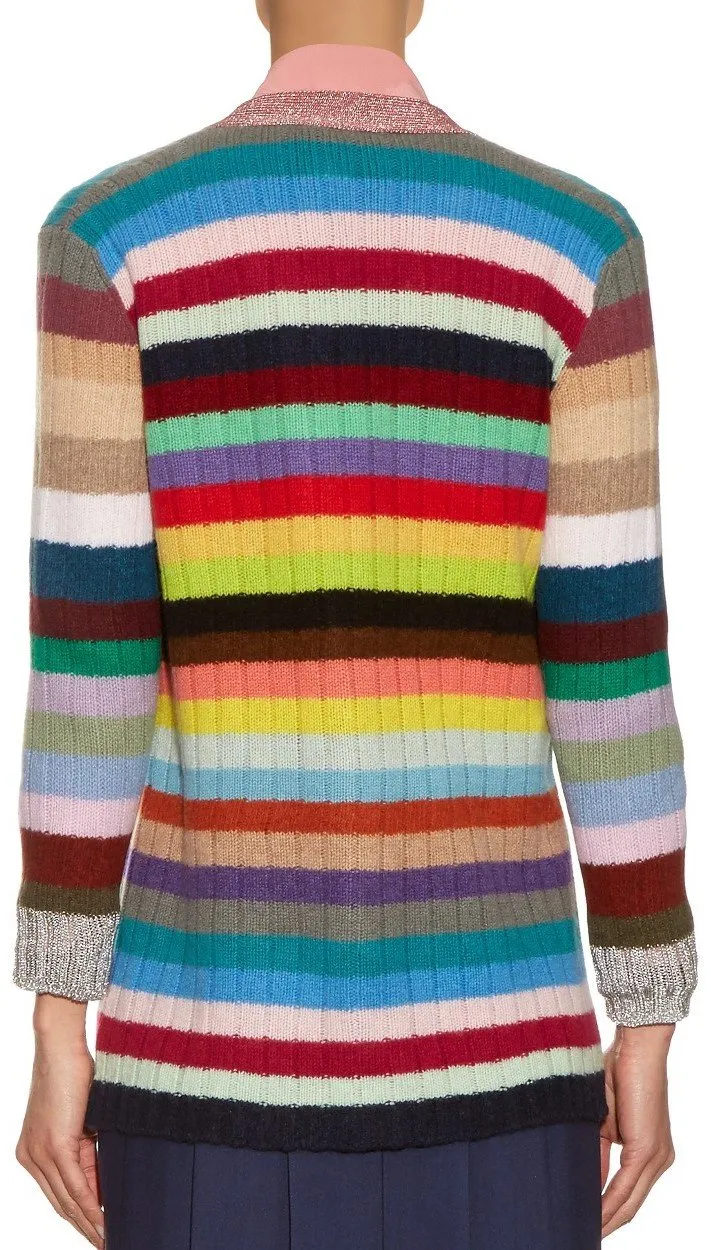 Color-Stripe Knit Cardigan Sweater