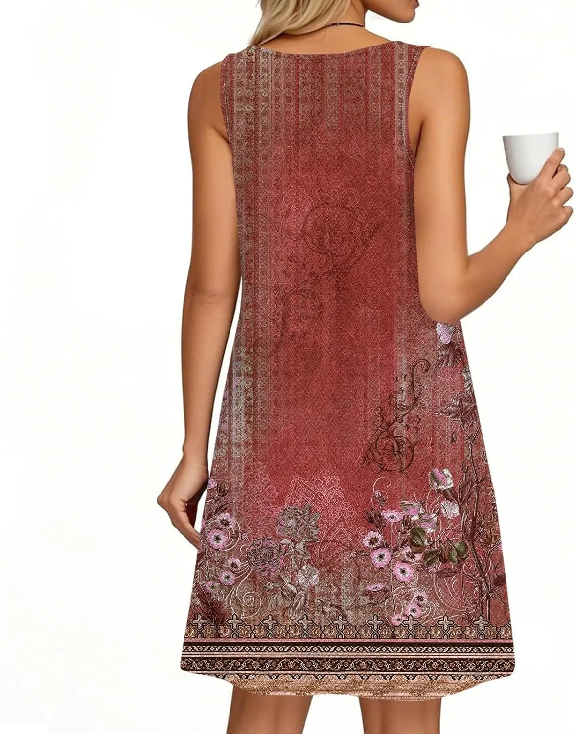 Coverup Summer Dresses for Women 2025 Eyelet Casual Loose Sleeveless Sundresses Tank Dresses with Pockets