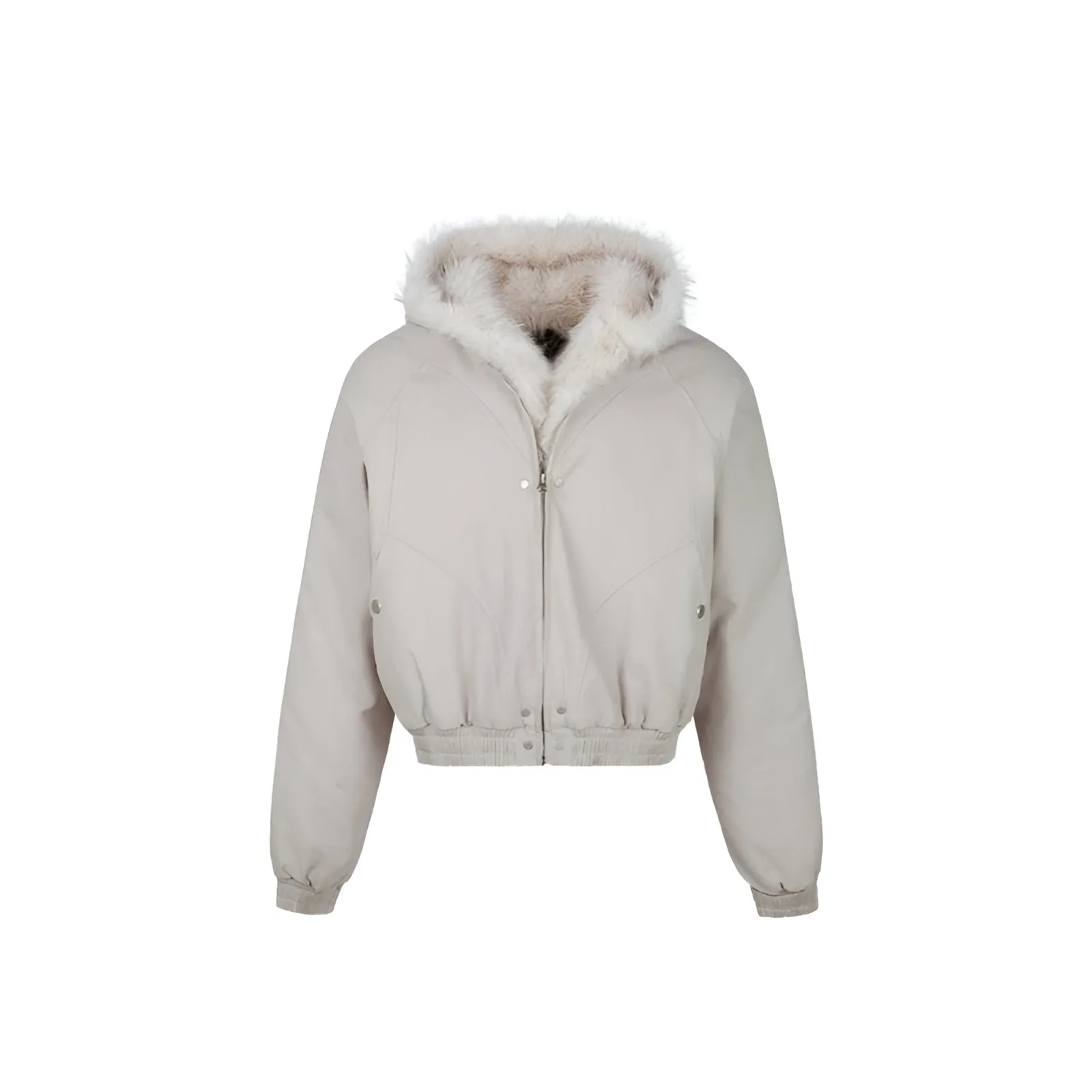 Cozy And Stylish Faux Fur Trim Hooded Bomber Jacket