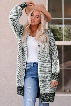 Cozy Chic Gray Knitted Long Open Front Cardigan - Perfect Layering Essential