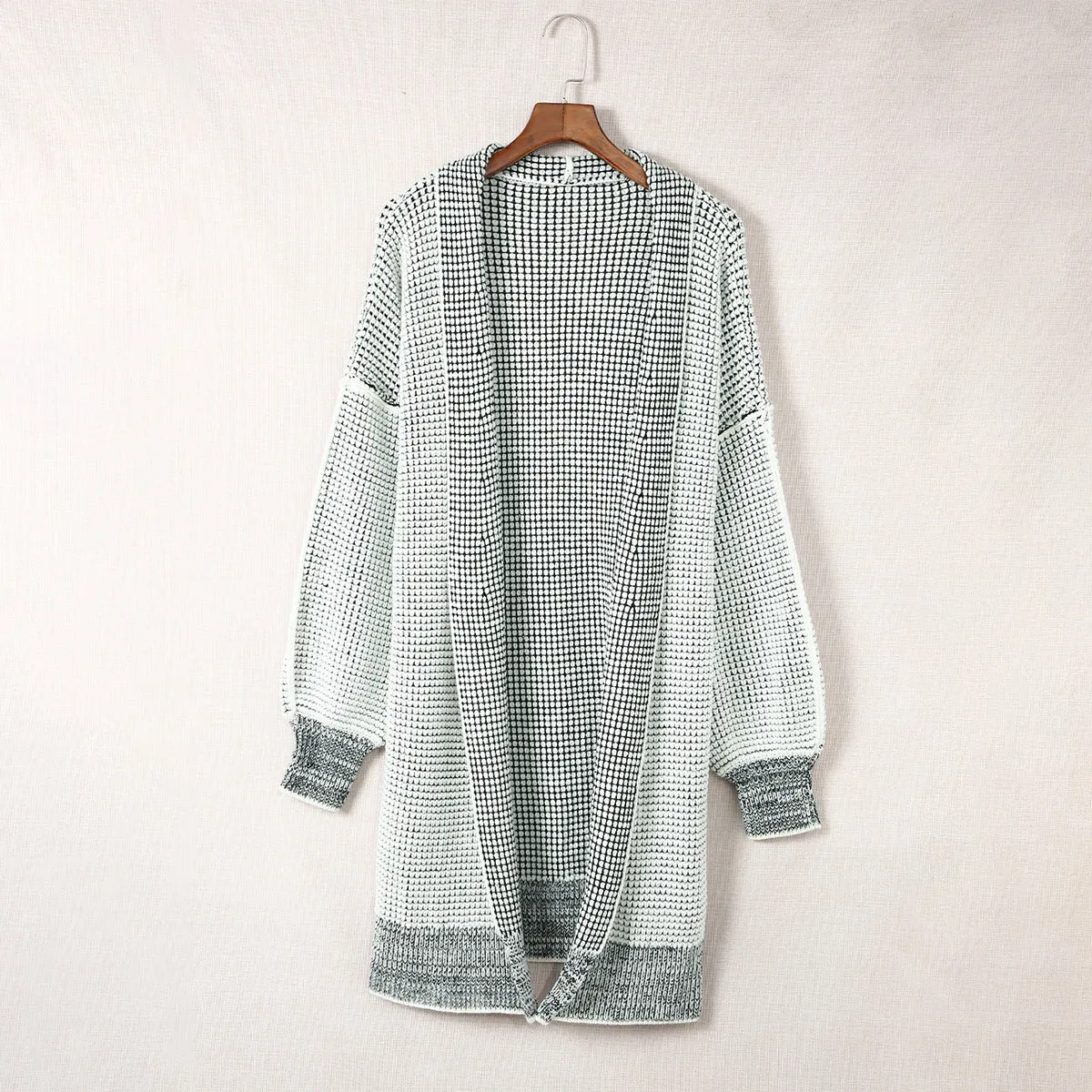 Cozy Chic Gray Knitted Long Open Front Cardigan - Perfect Layering Essential