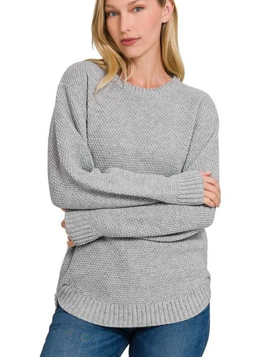 Cozy Season High Low Waffle Sweater Pullover