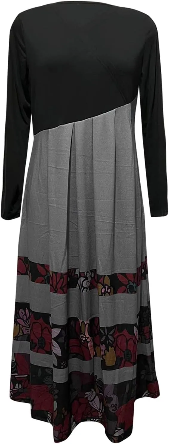 Dresses for Women 2025 Spring Midi V Neck Long Sleeve Work Boho Cute Modest Holiday Loose Dress