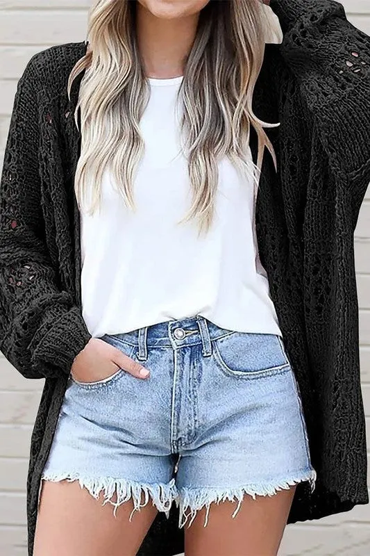 EG Fashion Crochet Dolman Knit Sleeve Womens Cardigan 2Colors S-XL