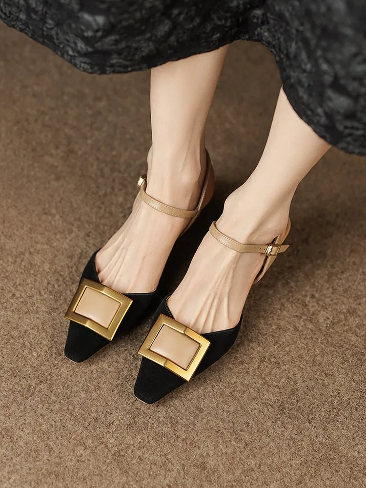 French Summer Color Block Slingback Square Toe Chanel Shoes