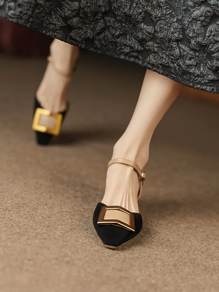 French Summer Color Block Slingback Square Toe Chanel Shoes