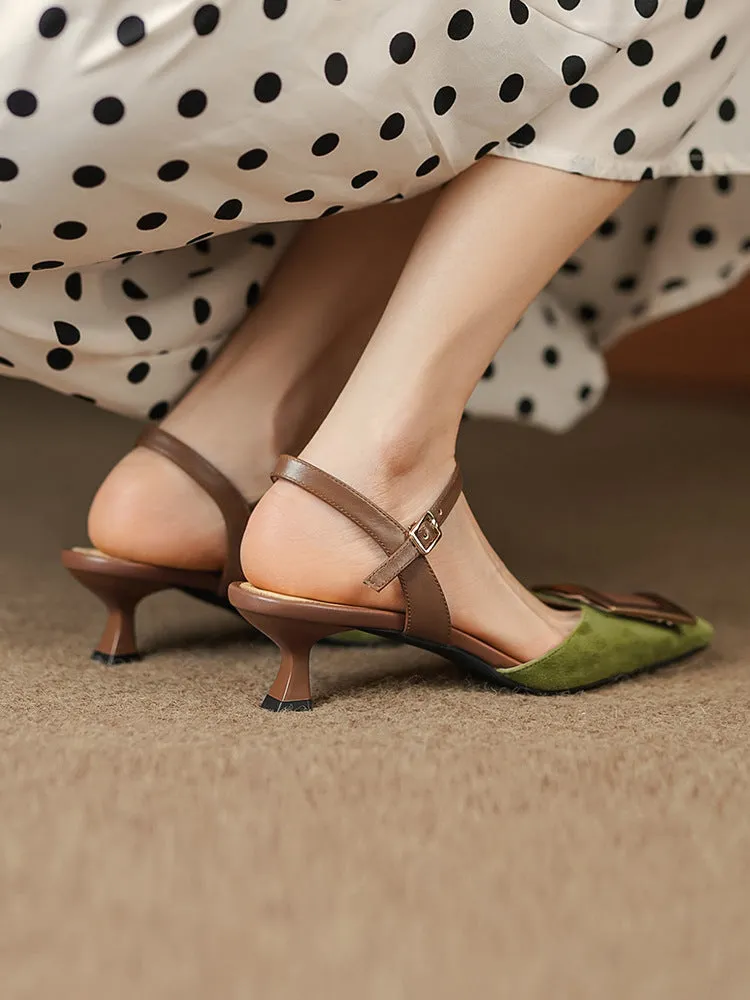 French Summer Color Block Slingback Square Toe Chanel Shoes