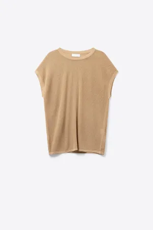 Grid Knit Sweater In Camel Color