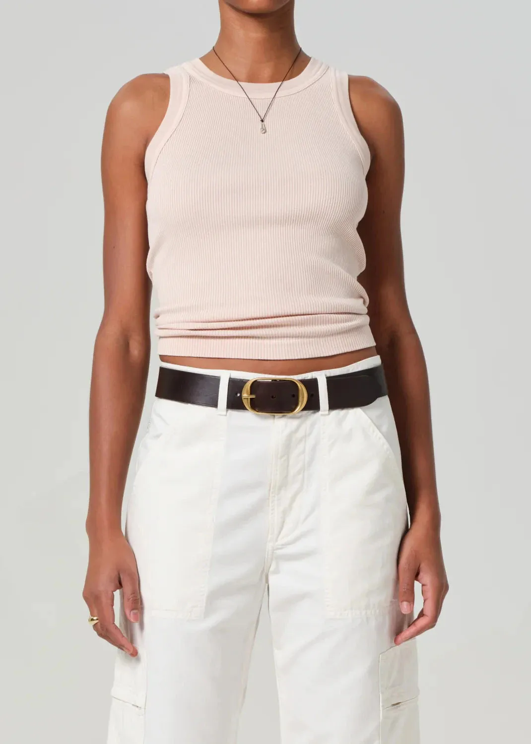 Isabel Rib Tank in Muted Rose