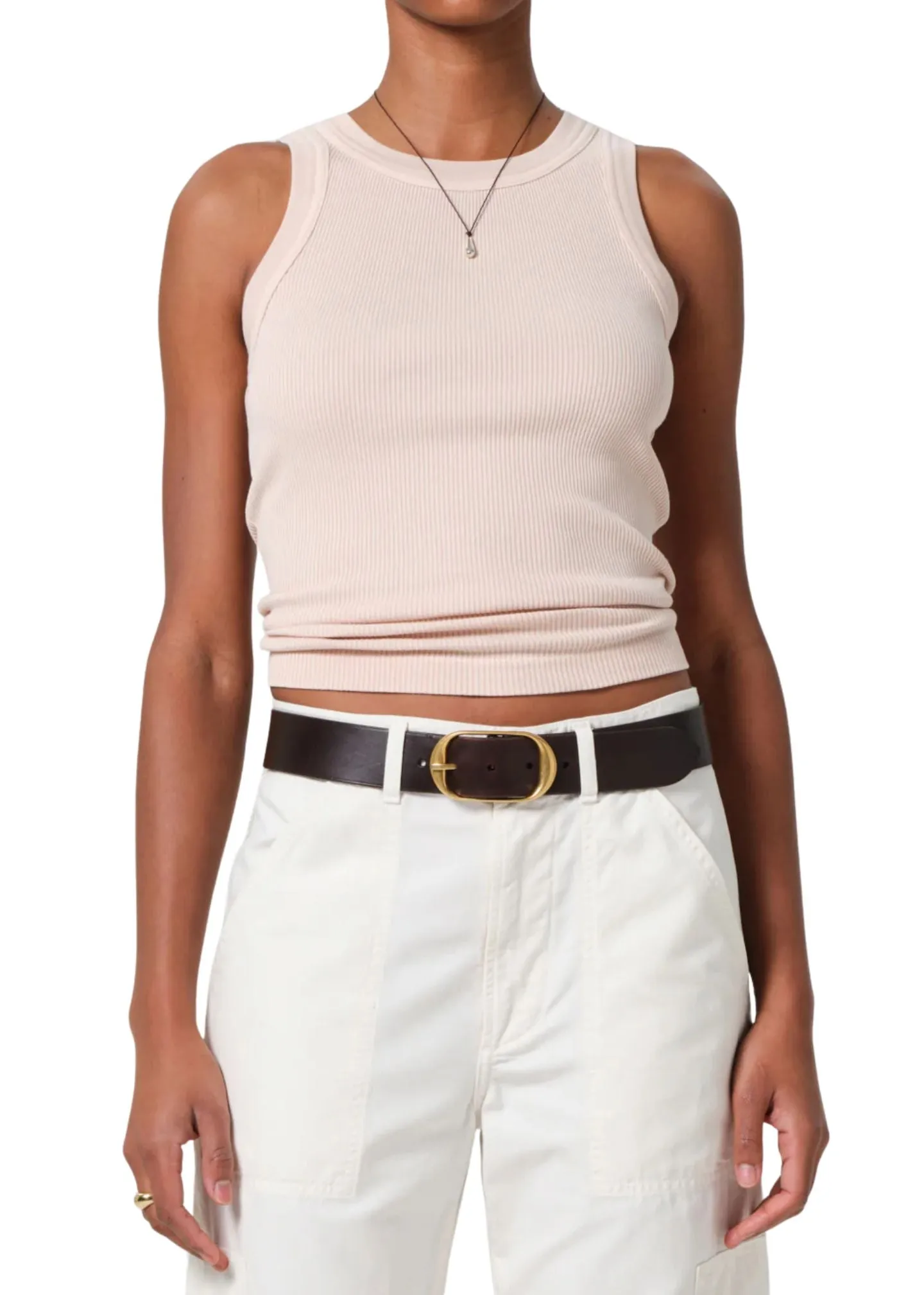 Isabel Rib Tank in Muted Rose