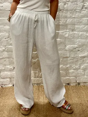 Joanna Waffle wide Leg Trousers With Elastic Waist