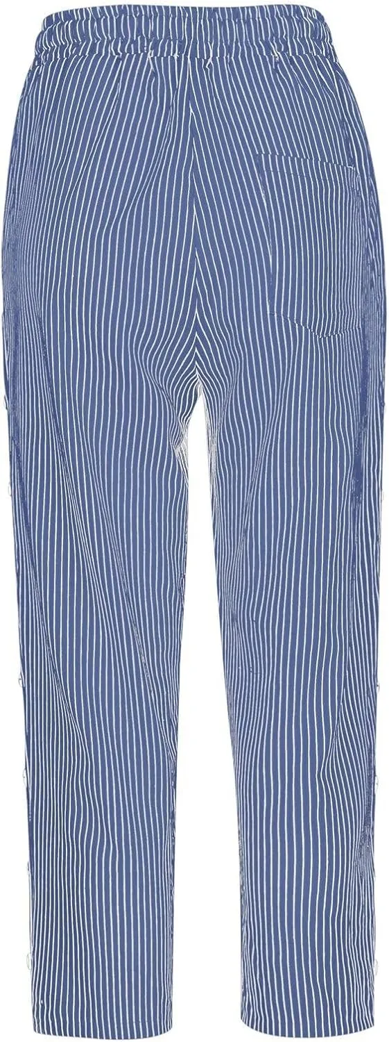 Linen Pants Women 2025 Striped Capri Pant Lightweight Spring Summer Fashion Clothes Ladies Pinstripe Cropped Trousers