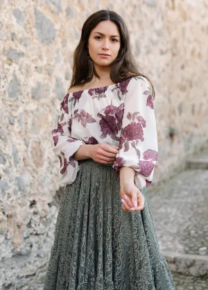 Magali Top in Large Cream Floral