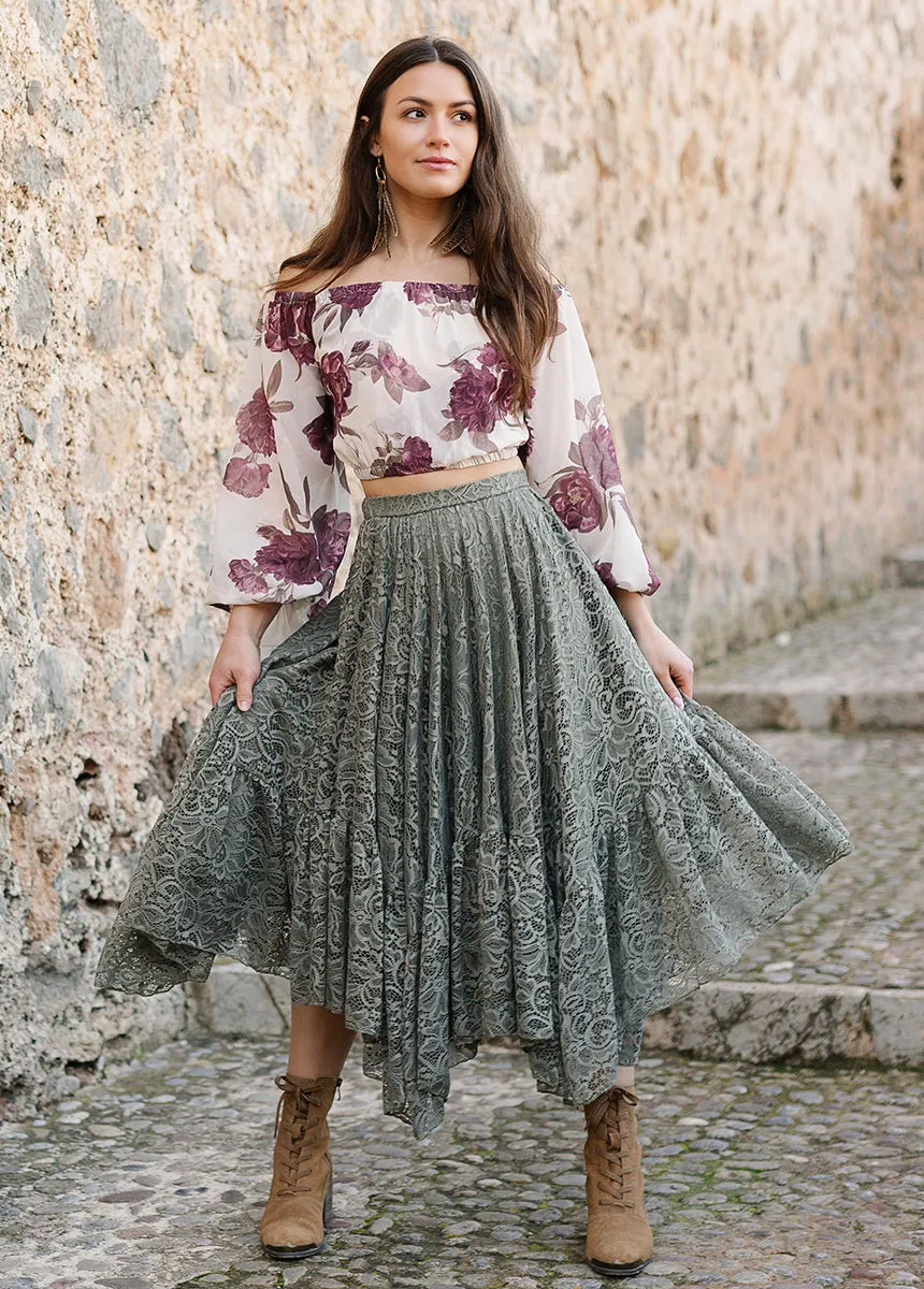 Magali Top in Large Cream Floral