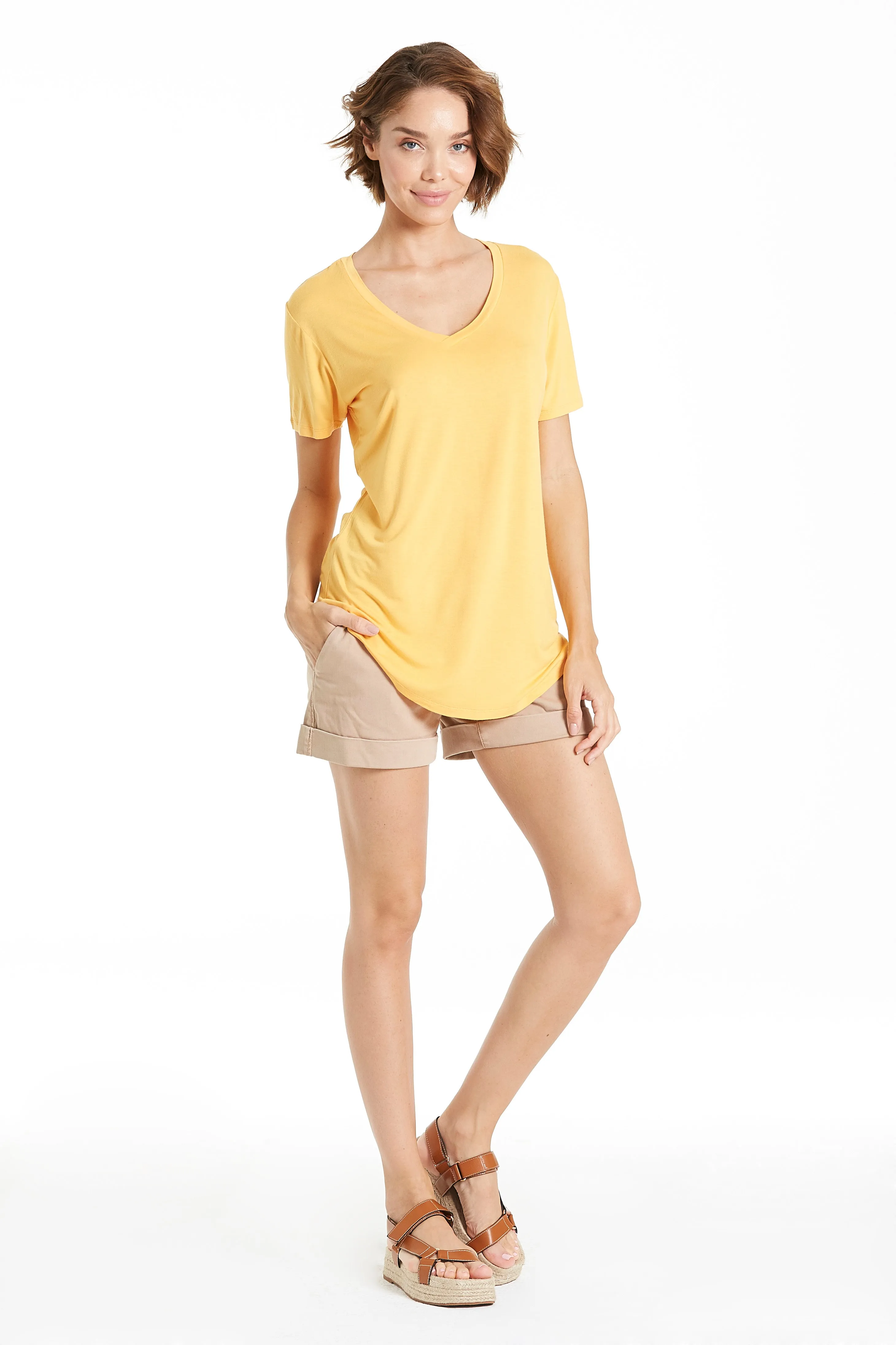 MEGAN BACK SEAM TOP MARIGOLD