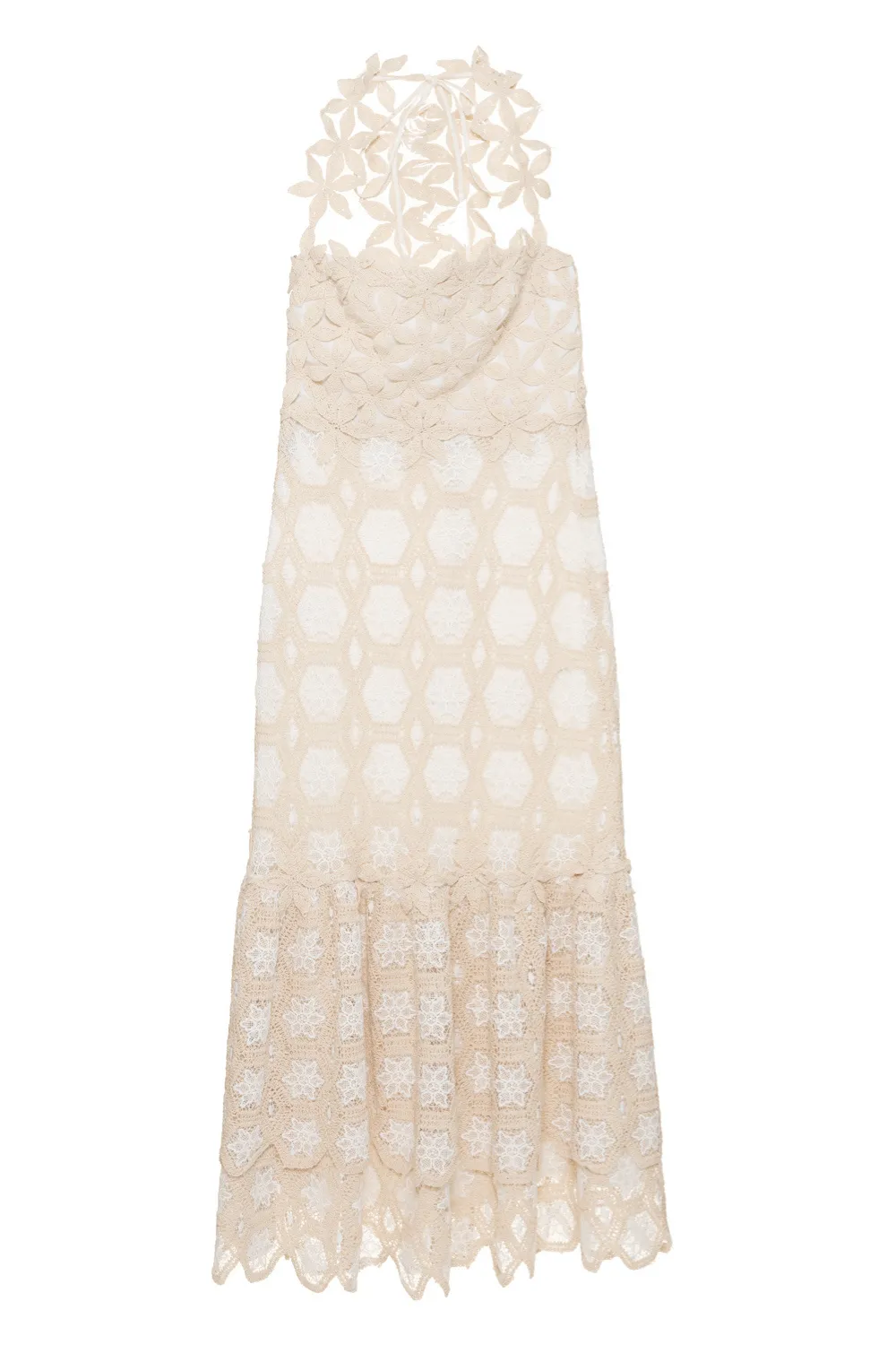 NATURAL CROCHET MIDI DRESS
