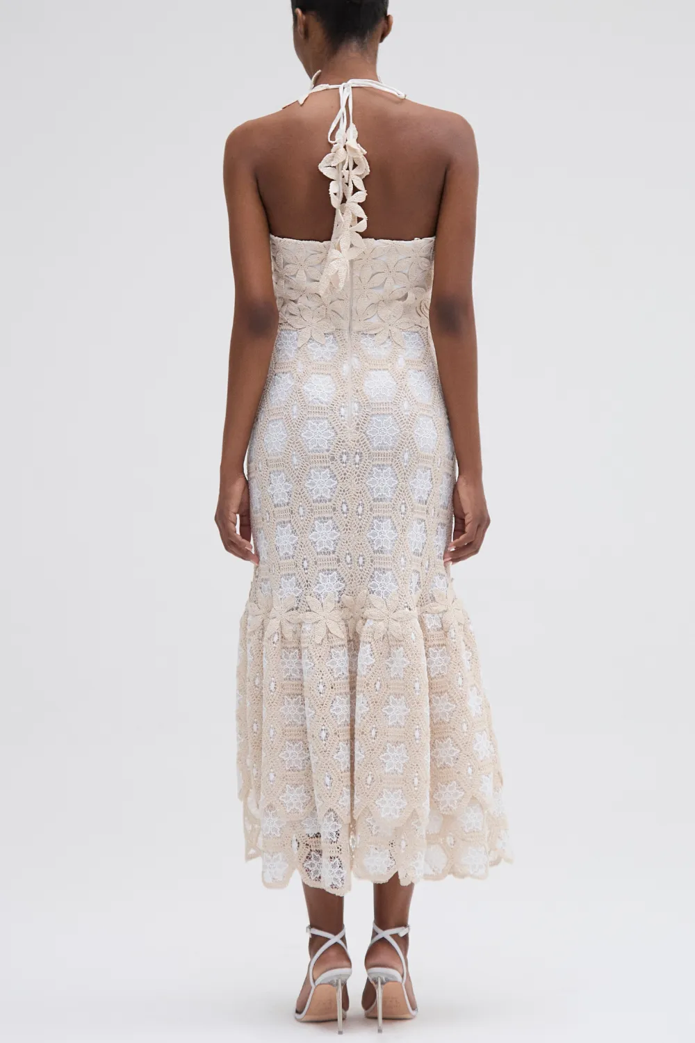 NATURAL CROCHET MIDI DRESS
