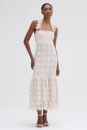 NATURAL CROCHET MIDI DRESS