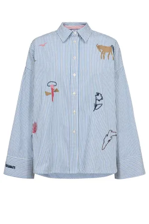 Nümph 705223 NUDEBORA Blue & White Embellished Shirt