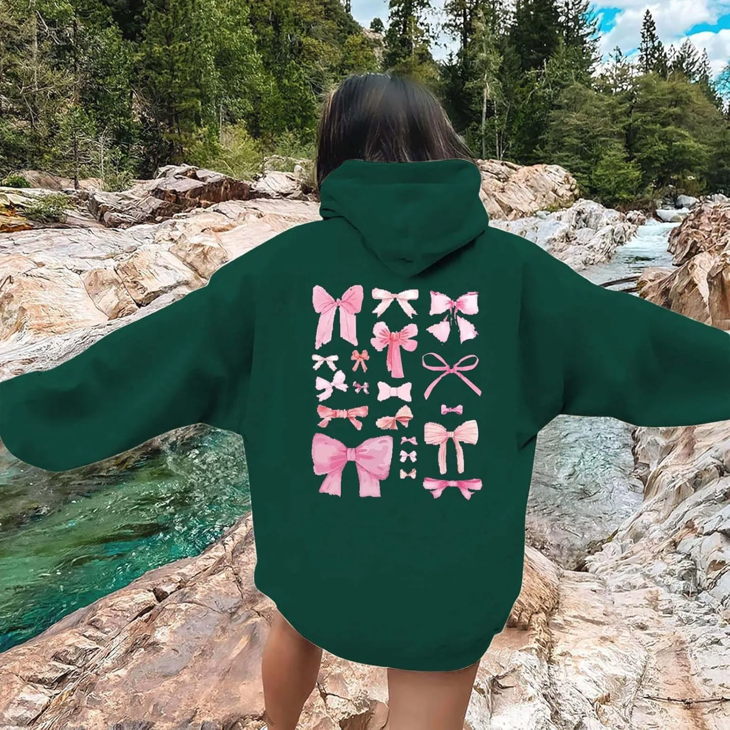 Oversized Hoodies for Women Plus Size Fall Long Sleeve Casual Print Preppy Hoodie Y2k Sweatshirts Teen Girls Clothes