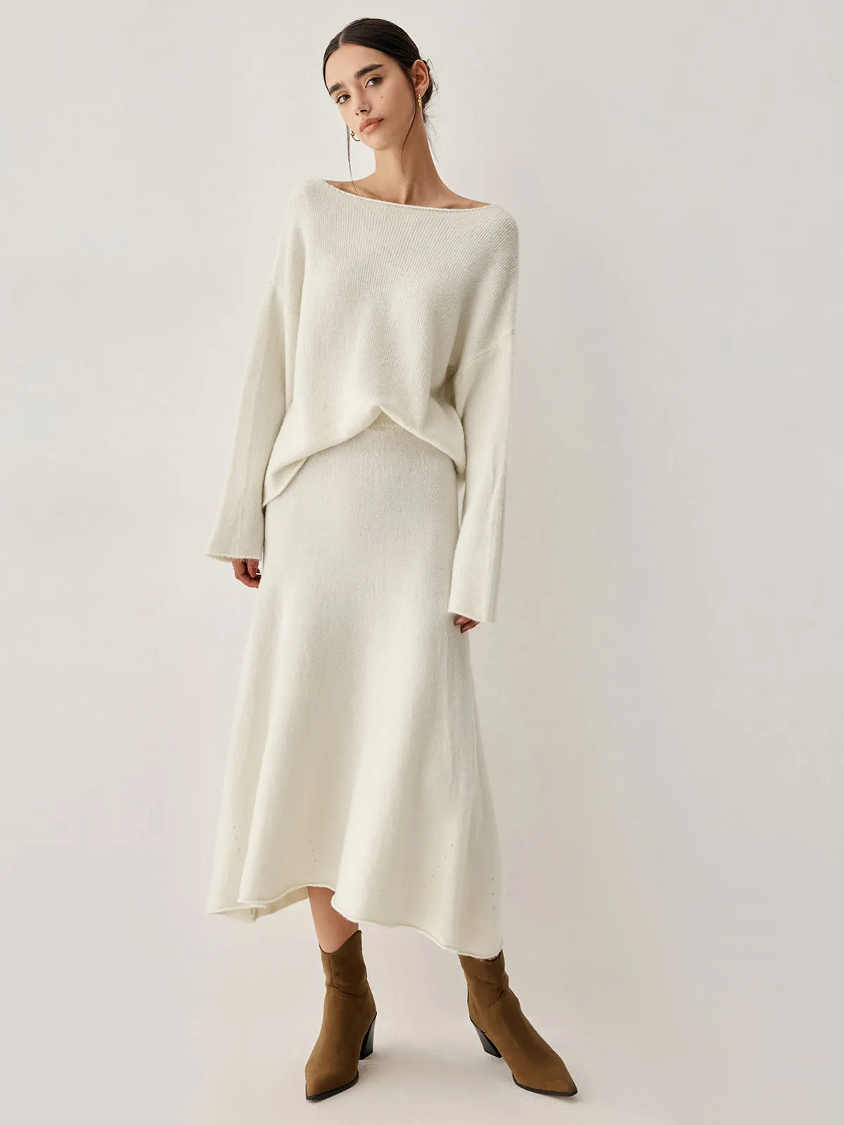 Oversized Sweater Two Trendy Piece Skirt Set