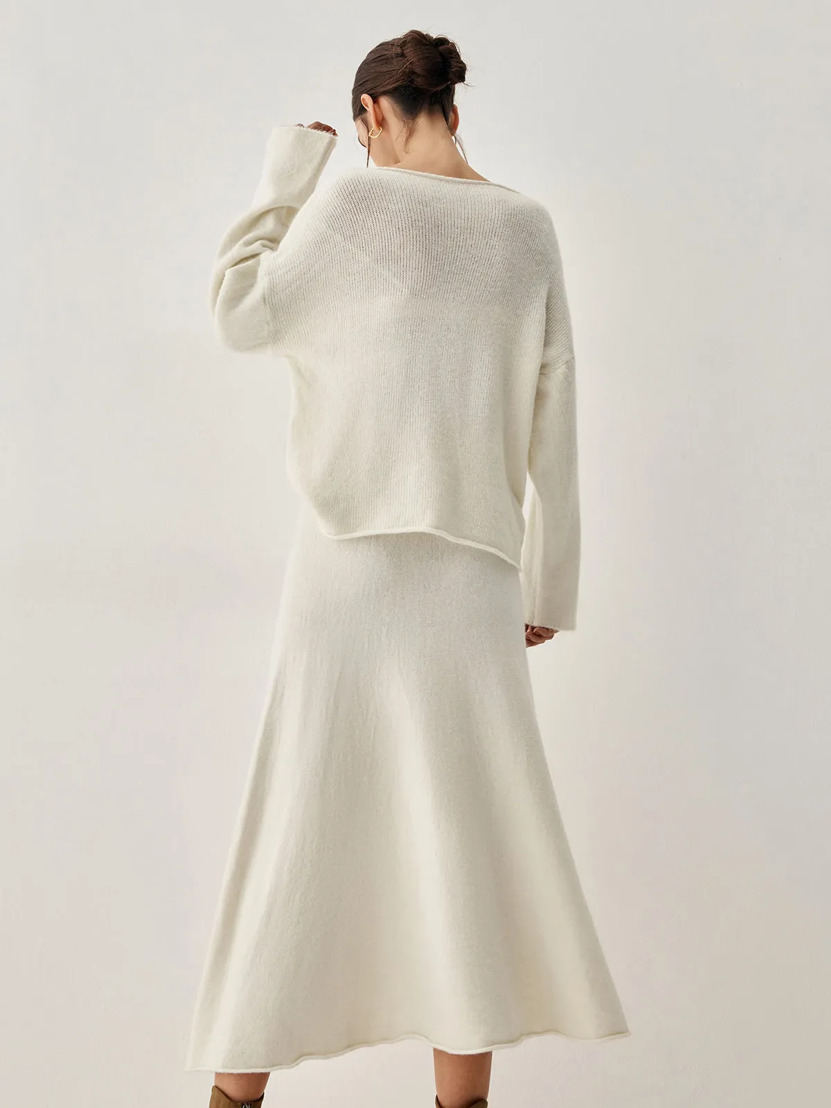 Oversized Sweater Two Trendy Piece Skirt Set