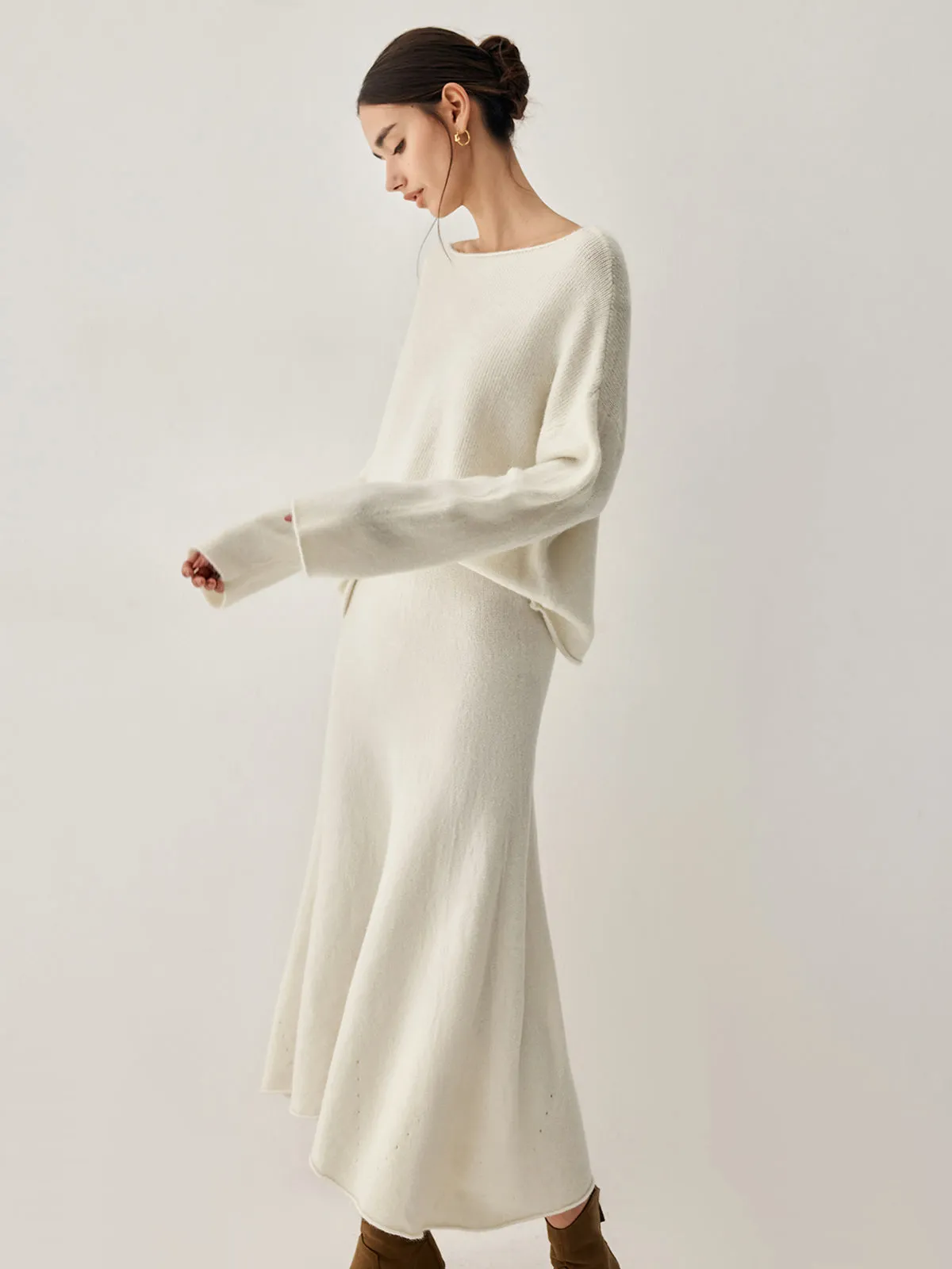 Oversized Sweater Two Trendy Piece Skirt Set
