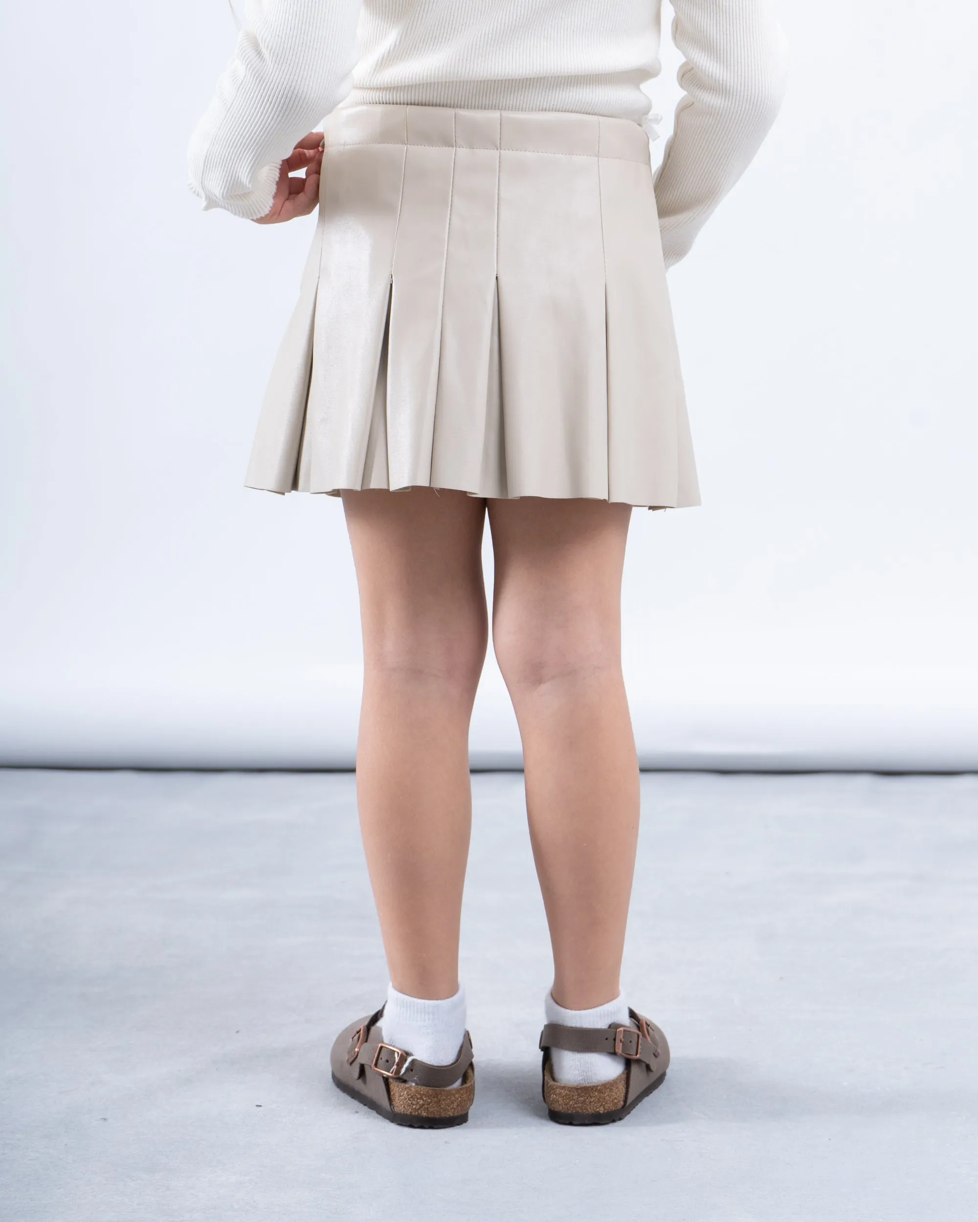 Pleated Leather Skirt
