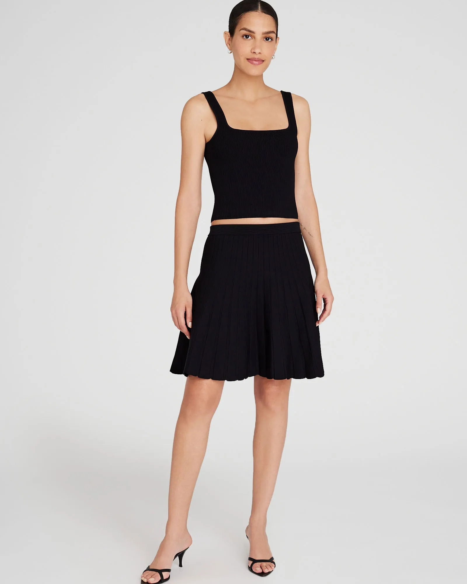 Pleated Mini Knit Skirt