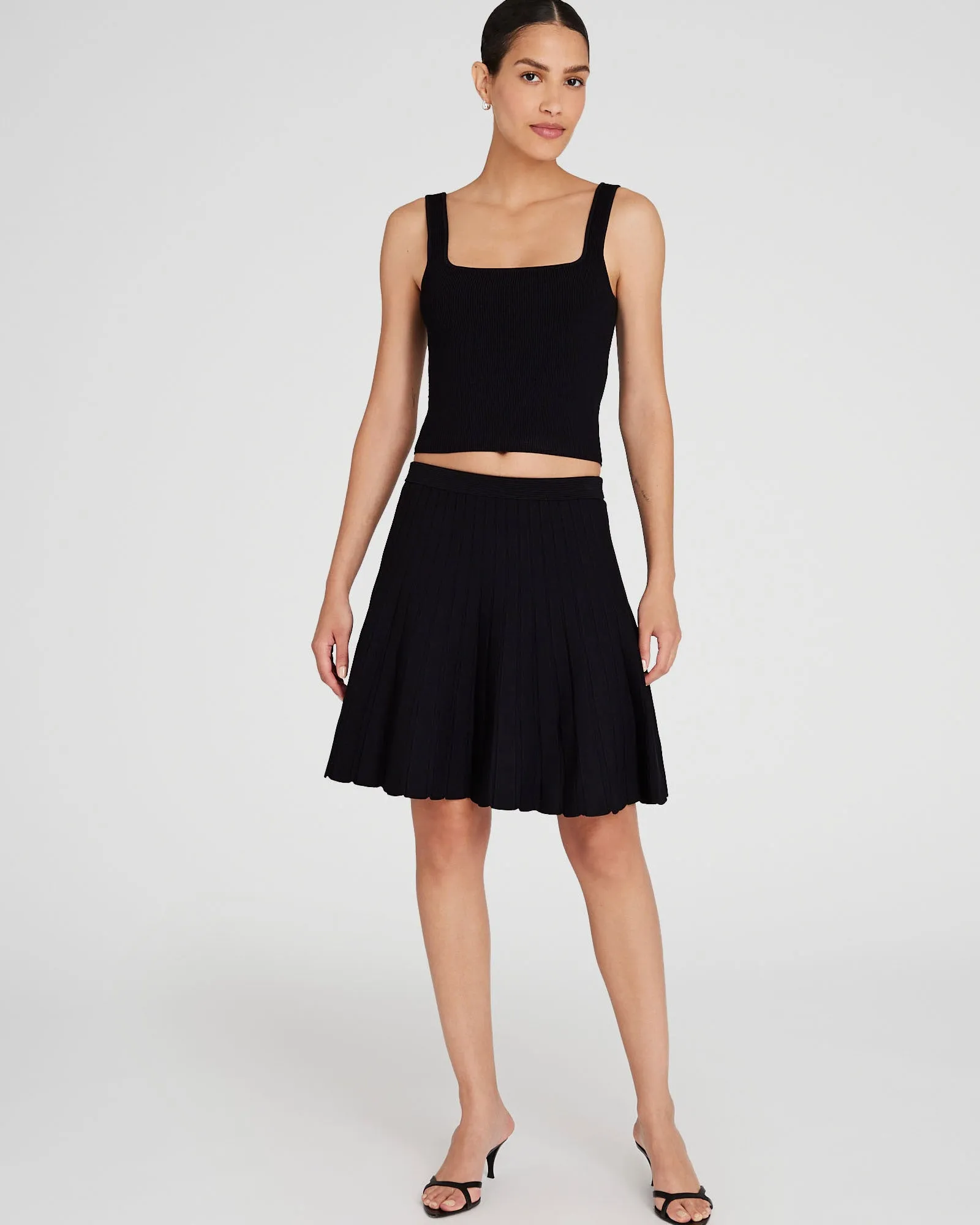 Pleated Mini Knit Skirt