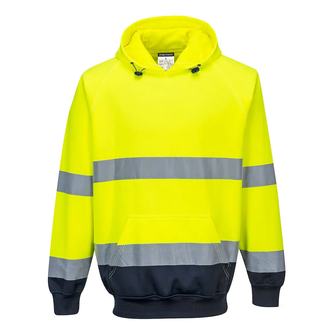 Portwest B316 Hi-Vis Contrast Hoodie - Yellow/Navy