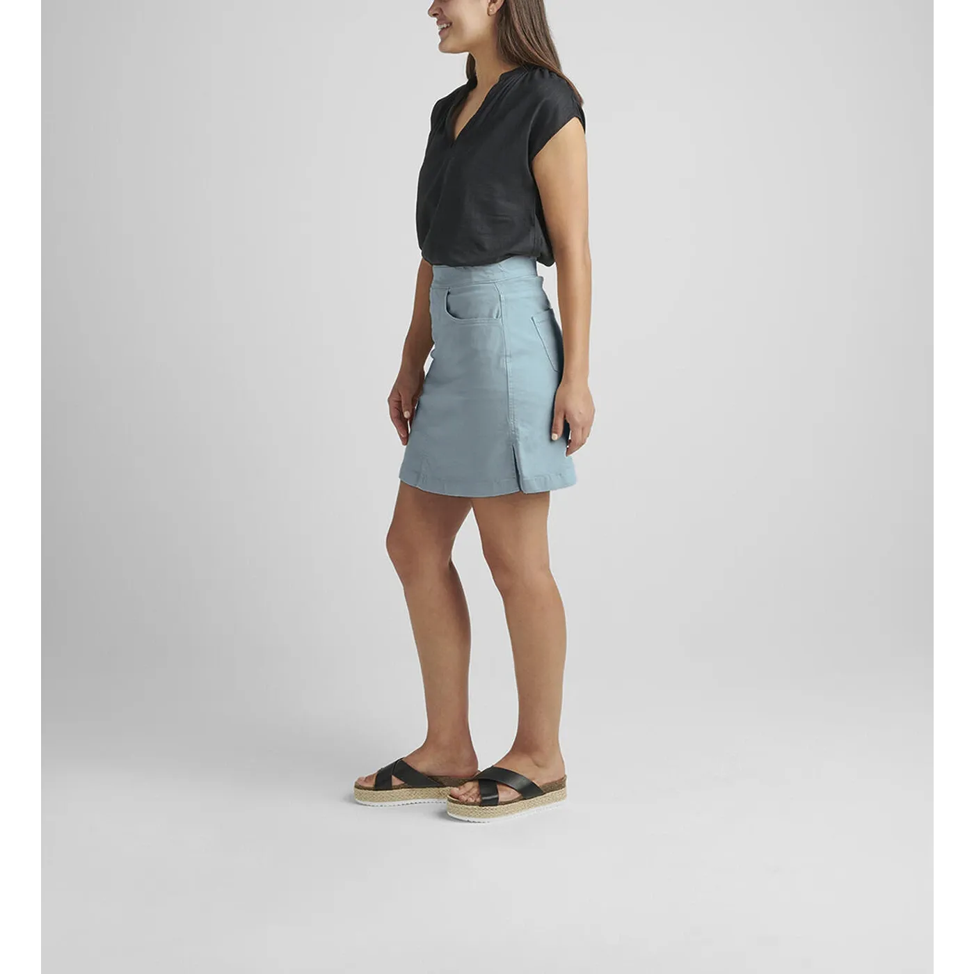 Pull-On Blue Cotton Skirt