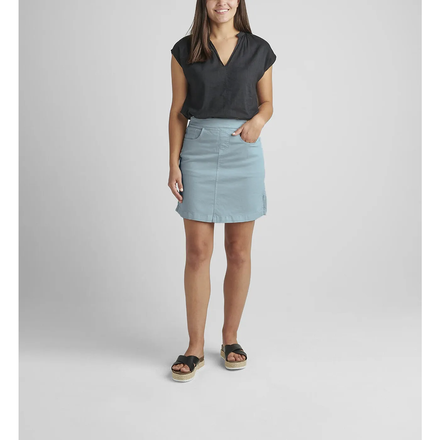 Pull-On Blue Cotton Skirt