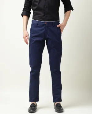 Rare Rabbit Men's Trews-22 Dark Blue Solid Mid-Rise Regular Fit Trouser