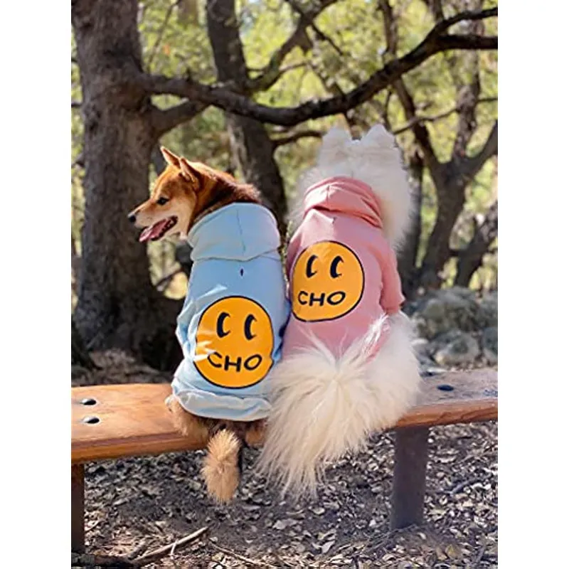 Smiley Dog Hoodie Stylish Dog Smiley Face Sweater Cotton Sweatshirt Fashion Outfit For Dogs Cats Puppy