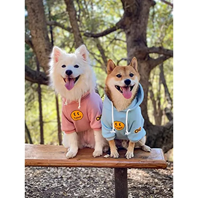 Smiley Dog Hoodie Stylish Dog Smiley Face Sweater Cotton Sweatshirt Fashion Outfit For Dogs Cats Puppy