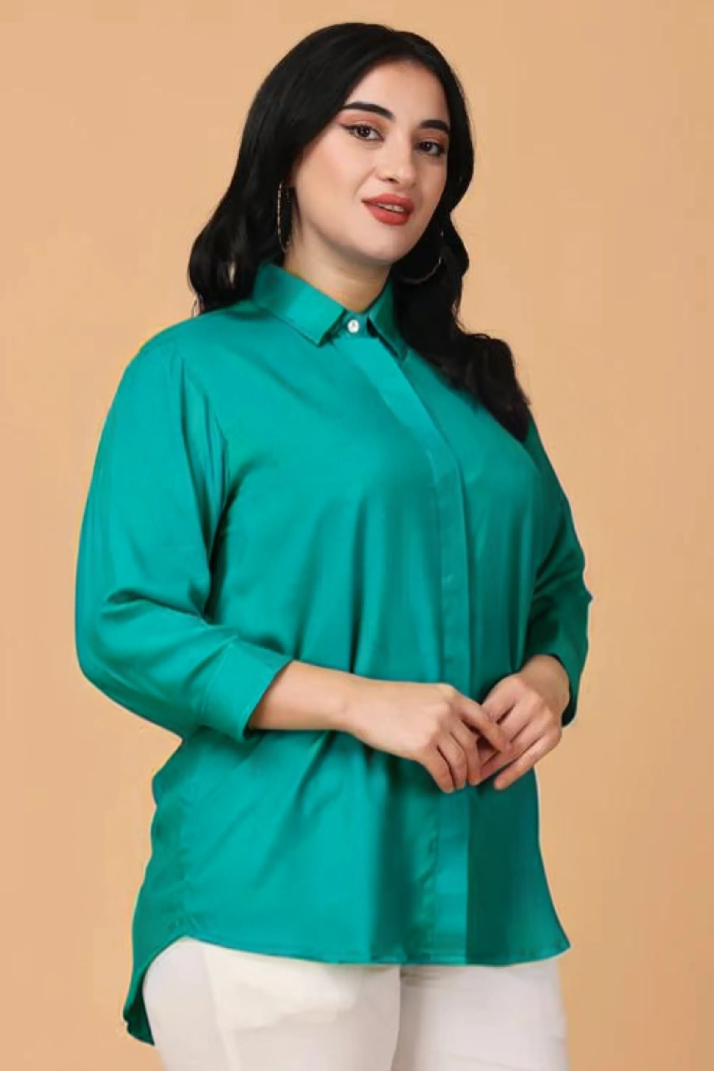 Tropical Blue Solid Rayon Shirt